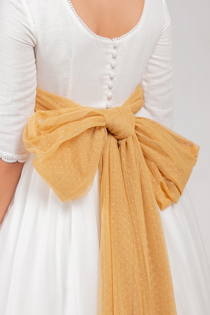 LAZADA TUL PUNTOS MOSTAZA SIMPLE